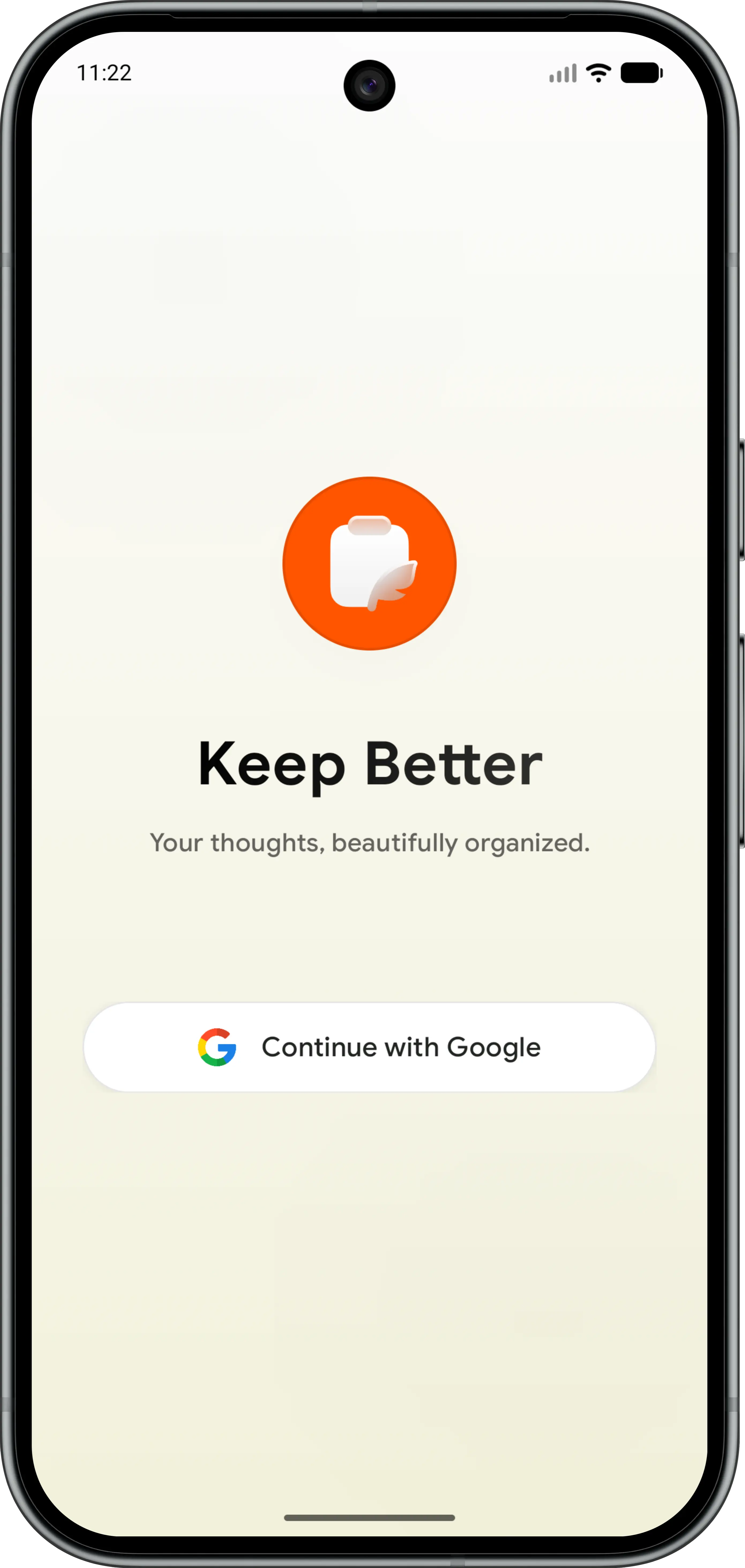 Keep Better private note taking app preview on mobile